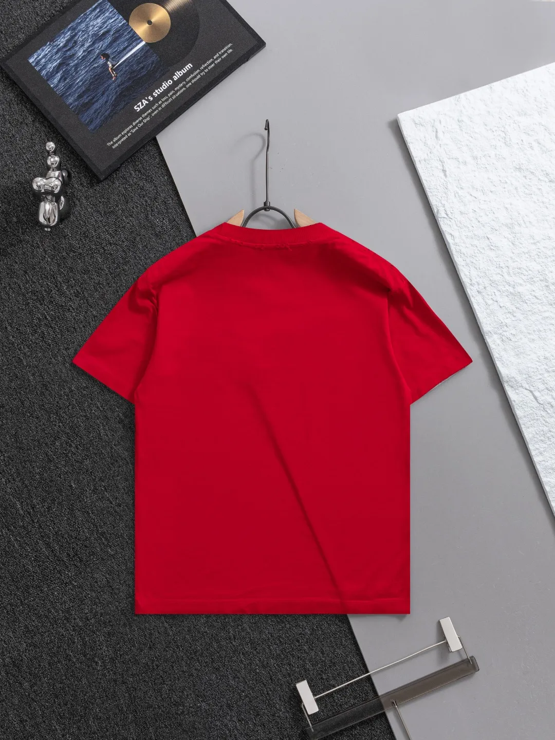 P100✨🔥 [BALENCIAGA] 2026FW short-sleeved T-shirt Premium 26s double yarn 300g fabric embroidery fraying process Color: Black White Red Size: S M L XL 2XL